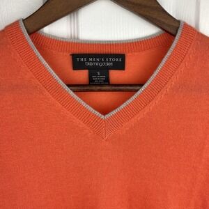 Bloomingdale's Sweater Mens Small Orange Cashmere V-Neck Knit The Men's Store